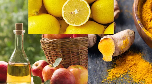 ilustrasi campuran cuka apel, lemon dan kunyit
