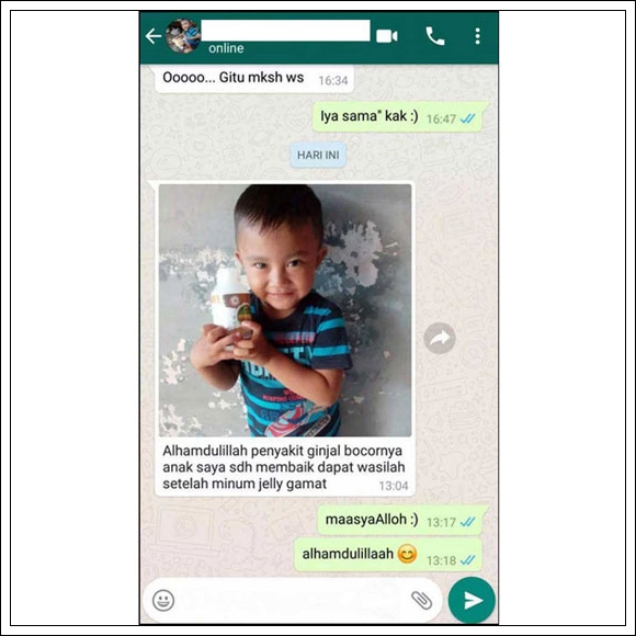 bukti ginjal bocor membaik yang dikirim melalui chat whatsapp