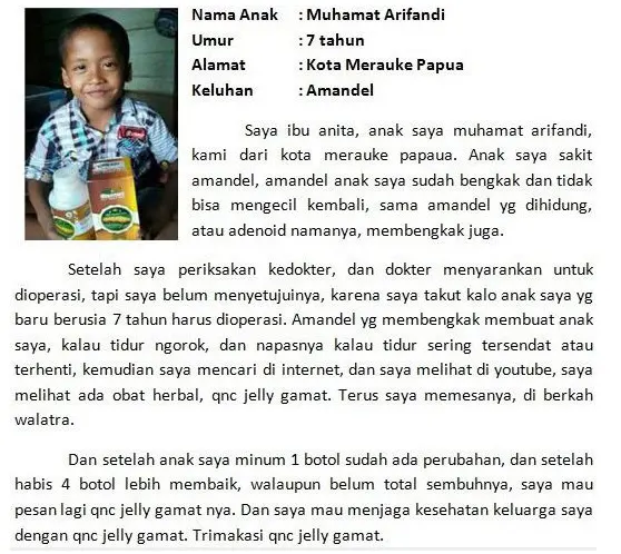 pengalaman anak bapak muhamat arifandi amandel membaik