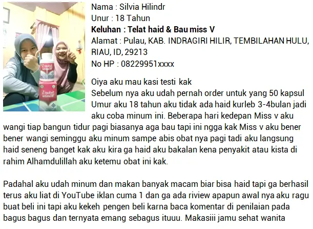 testimoni obat sehat wanita kapsul dari mbak silvia