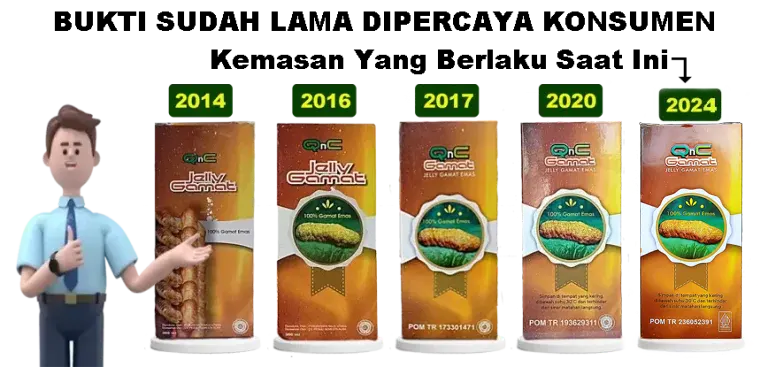kemasan qnc jelly gamat emas sebelum hingga saat ini